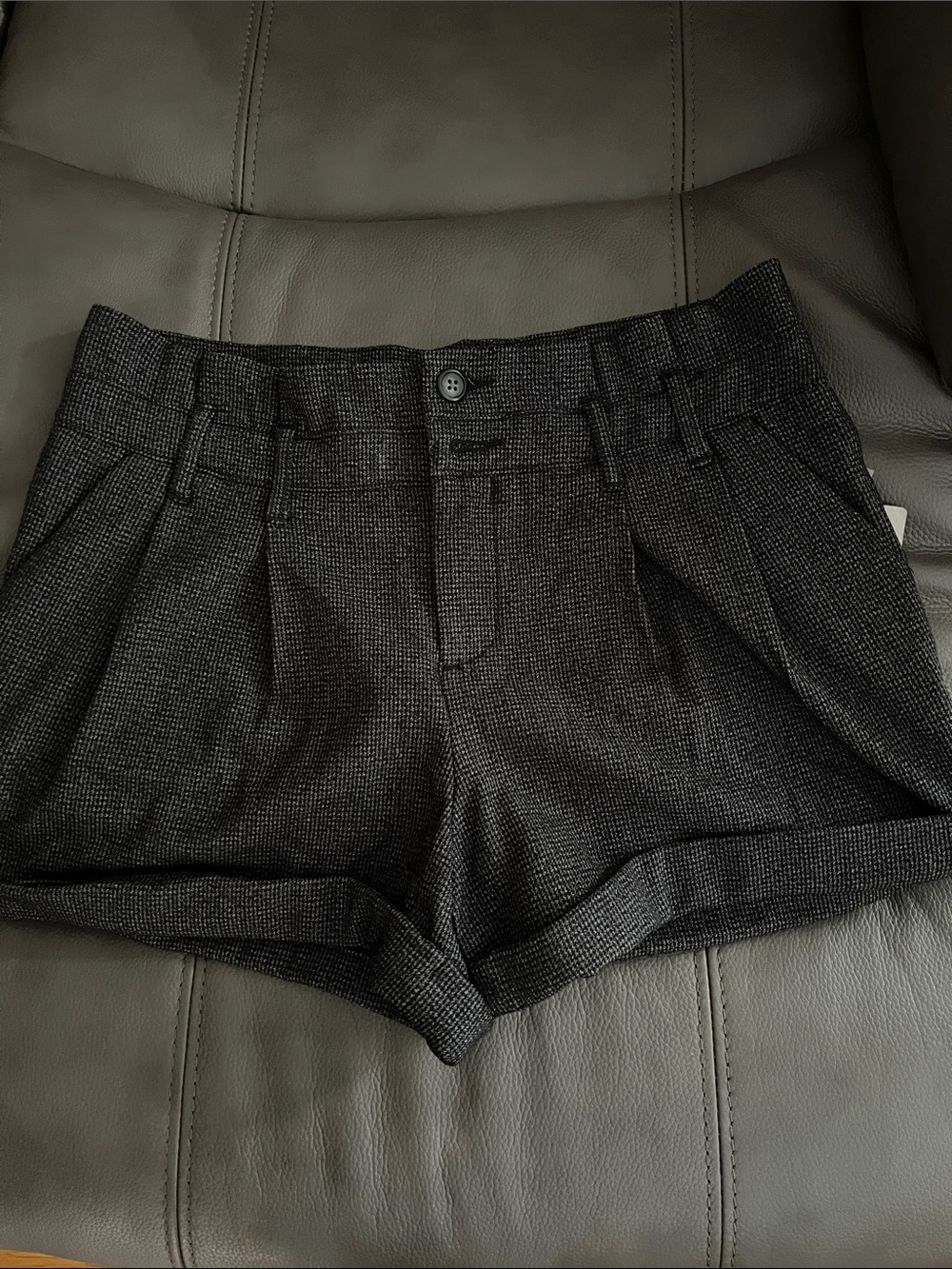 Free People Black and Gray Textured Tailored Shorts